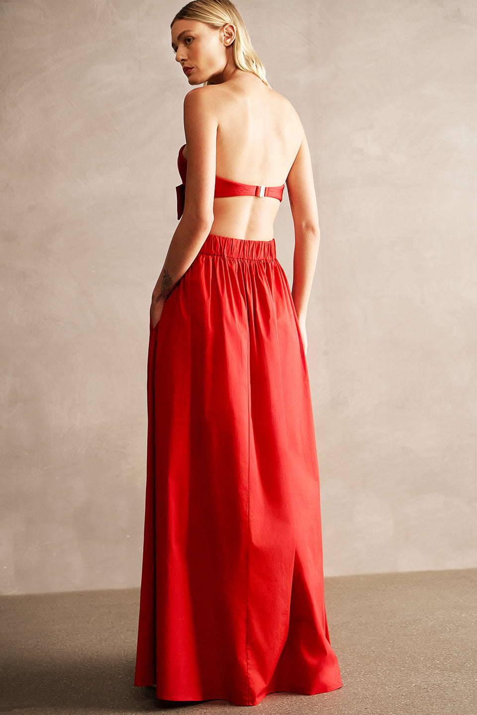 Solid Hearts Red Long Skirt Back