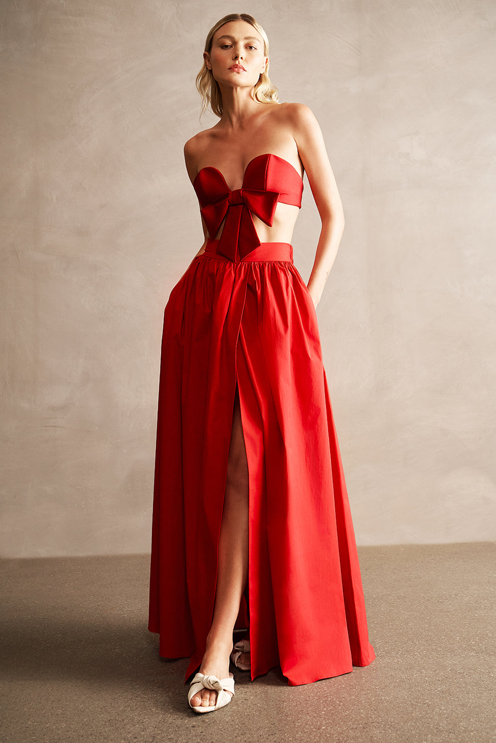 Solid Hearts Red Long Skirt Front