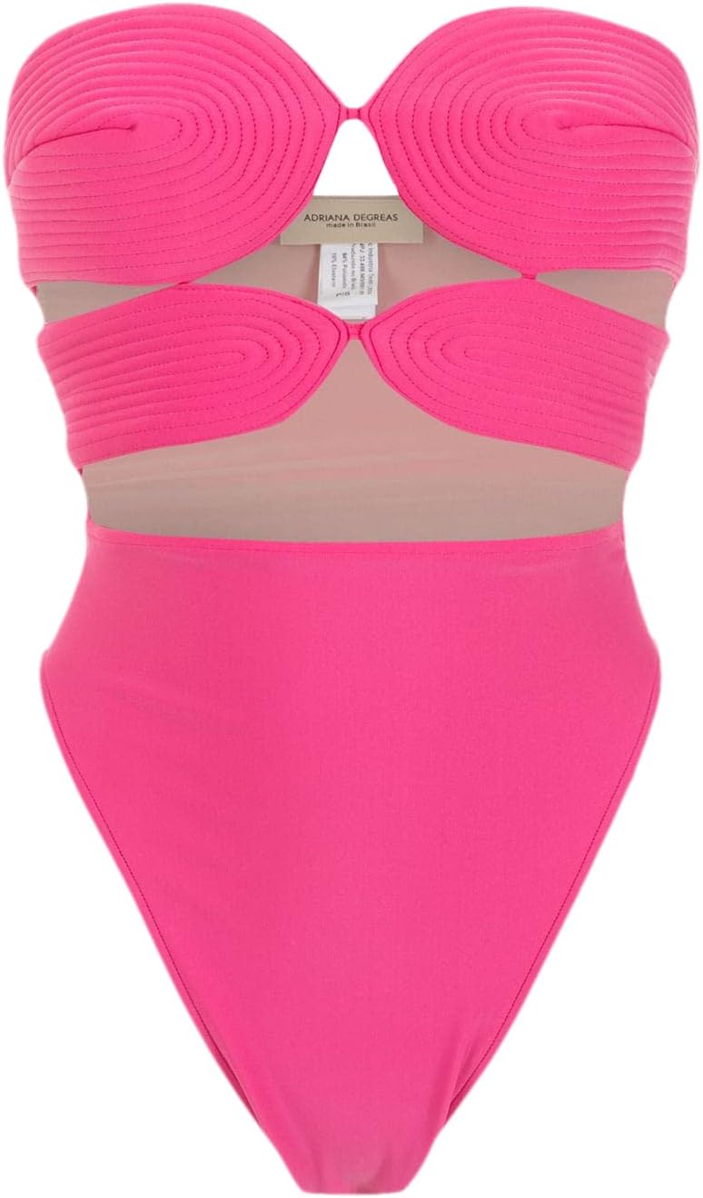 Solid High-Leg Matelasse Swimsuit Pink Product