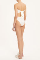 Solid High-leg Matelasse Bikini Off White Back