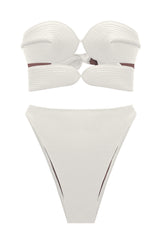 Solid High-leg Matelasse Bikini Off White Product