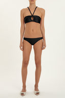 Solid Keyhole Black Bikini With Straps Front