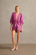 Solid Light Purple Shirt With Voluminous Sleeves Front