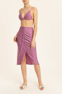 Solid Lilac Bikini With Straps With Skirt