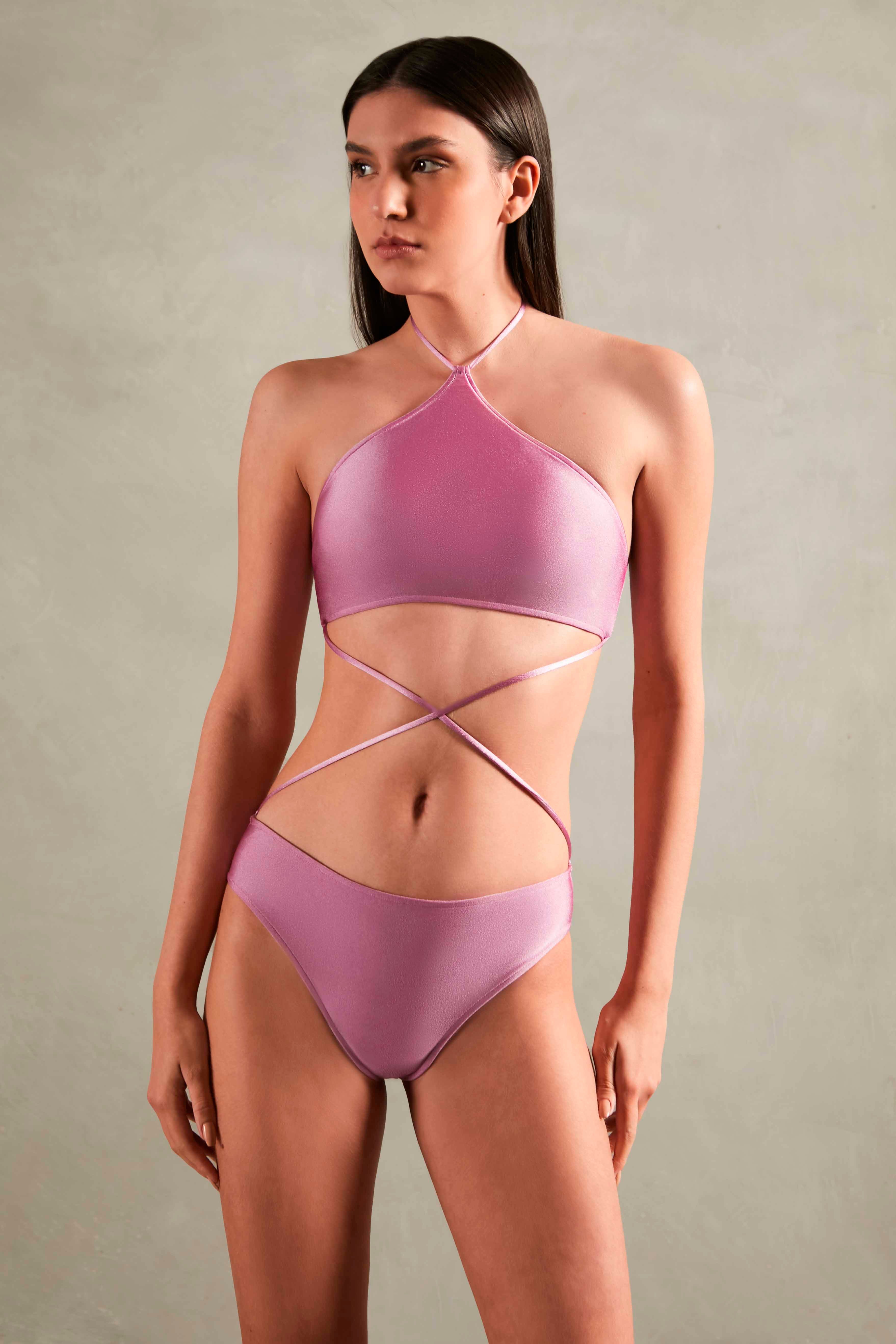 Solid Lilac Wraparound Bikini Front