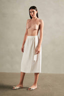Solid Off White Midi Skirt Front