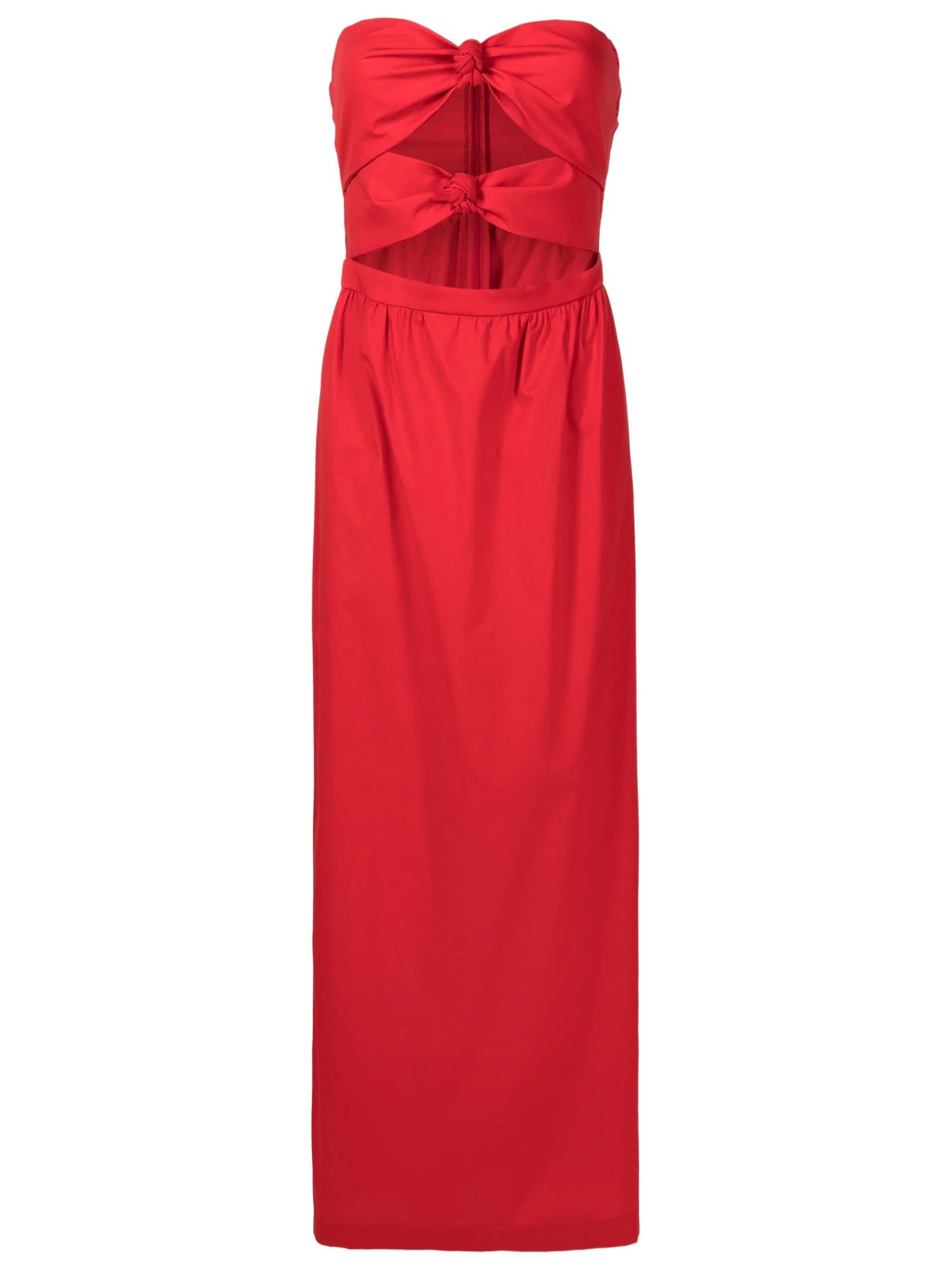 Solid Red Strapless Double-Knot Long Dress Product