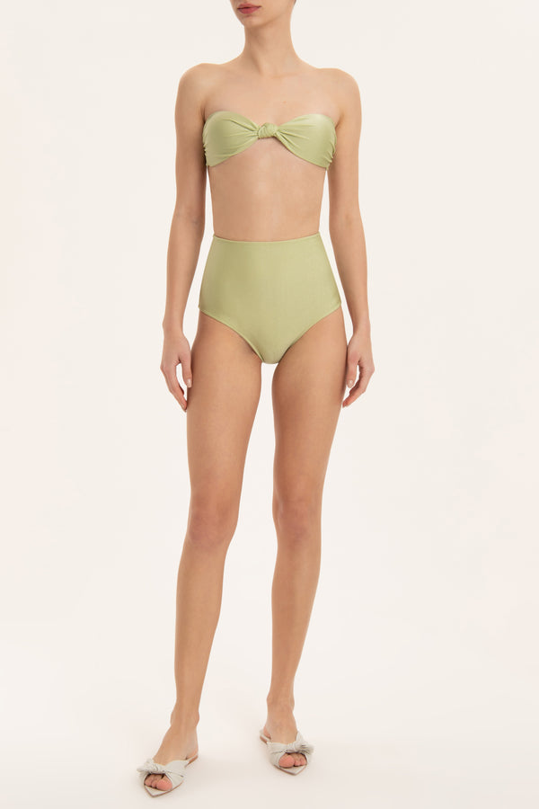Solid Strapless High-Waisted Bikini Front
