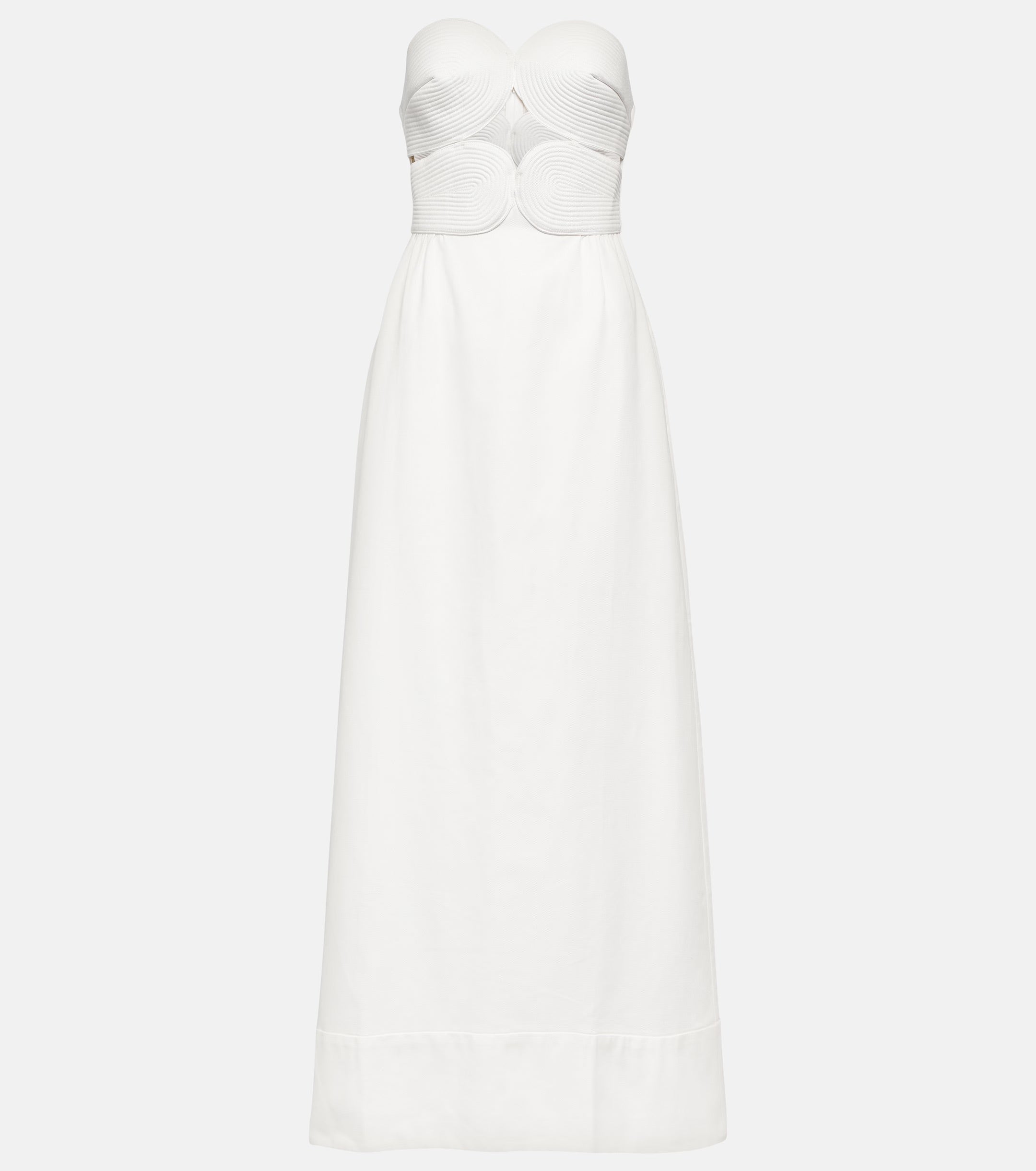 Solid Strapless Matelasse Long Dress Off White Product