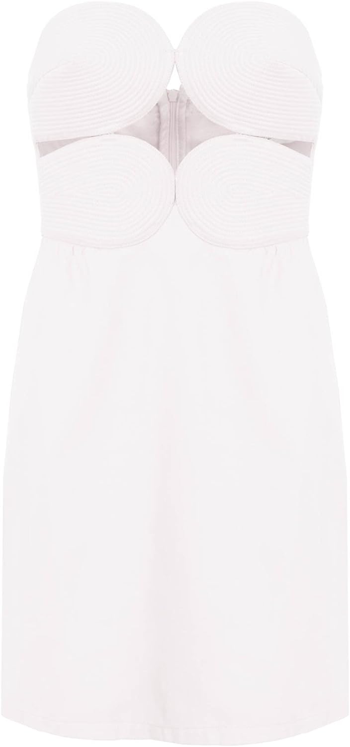 Solid Strapless Matelasse Short Dress Off White Product