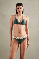 Spray Of Flower Solid Detailed Long Triangle Bikini Bonsai Front