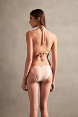 Spray Of Flower Solid Detailed Long Triangle Bikini Carmela Brown Back