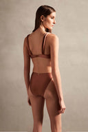 Spray Of Flower Solid High-Leg Bikini Back
