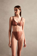 Spray Of Flower Solid High-Leg Bikini Front