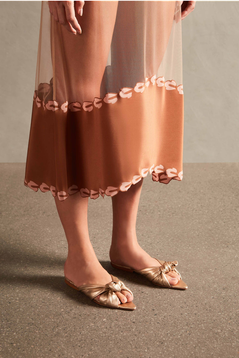 Spray Of Flower Tulle Midi Skirt Detail