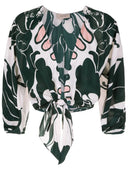 Spray Of Flower Voluminous Sleeves Shirt Green Product