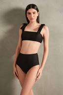 Timeless Black High-Waisted Bikini With Straps Front