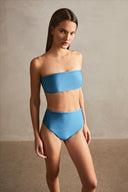 Timeless Blue High-Leg Bandeau Bikini Front