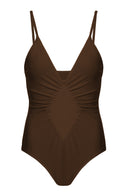Timeless Brown Frilled Swimsuit Product
