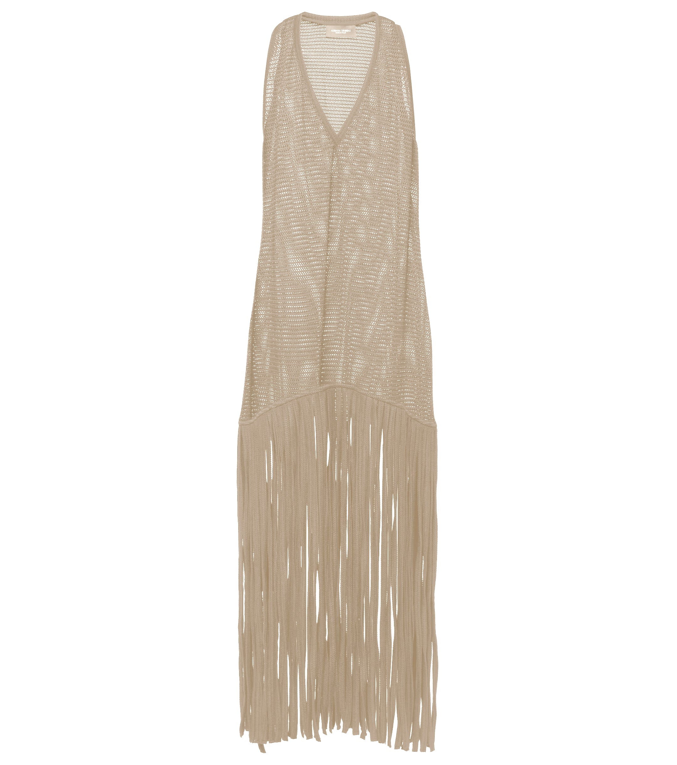 Tricot Beige Knit Long Dress with Fringes Product
