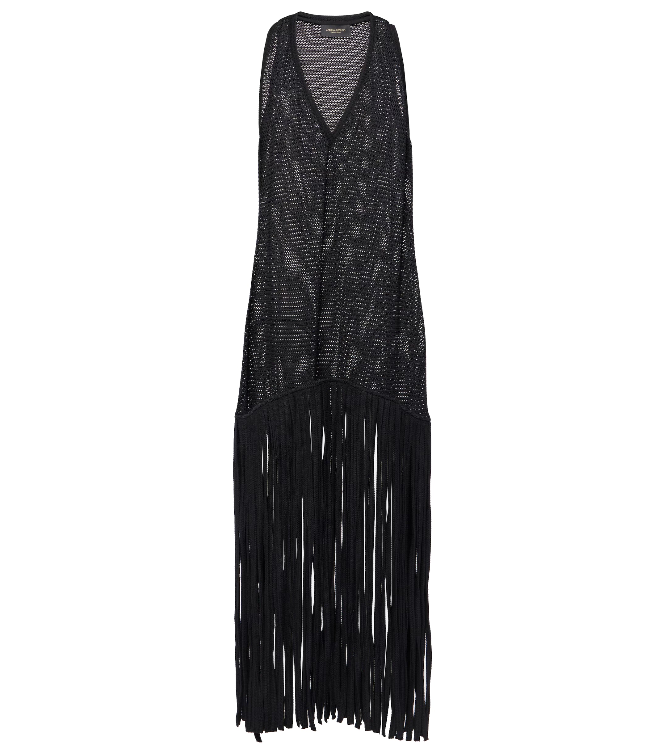 Tricot Black Knit Long Dress with Fringes Product