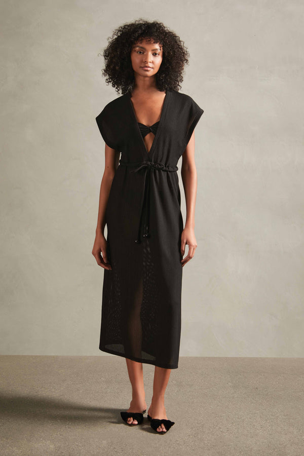 Tricot Frilled Long Dress Front