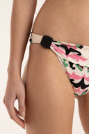 Twisted Flower Off White Long Triangle Bikini Bottom Detail