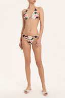 Twisted Flower Off White Long Triangle Bikini Front