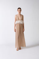 Pois Plunge-Neck Long Dress