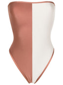 Vintage Orchid Bicolor Strapless Swimsuit Brown and Off White Product