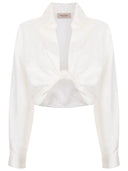 Vintage Orchid Solid Cropped Knot Shirt Off White Product