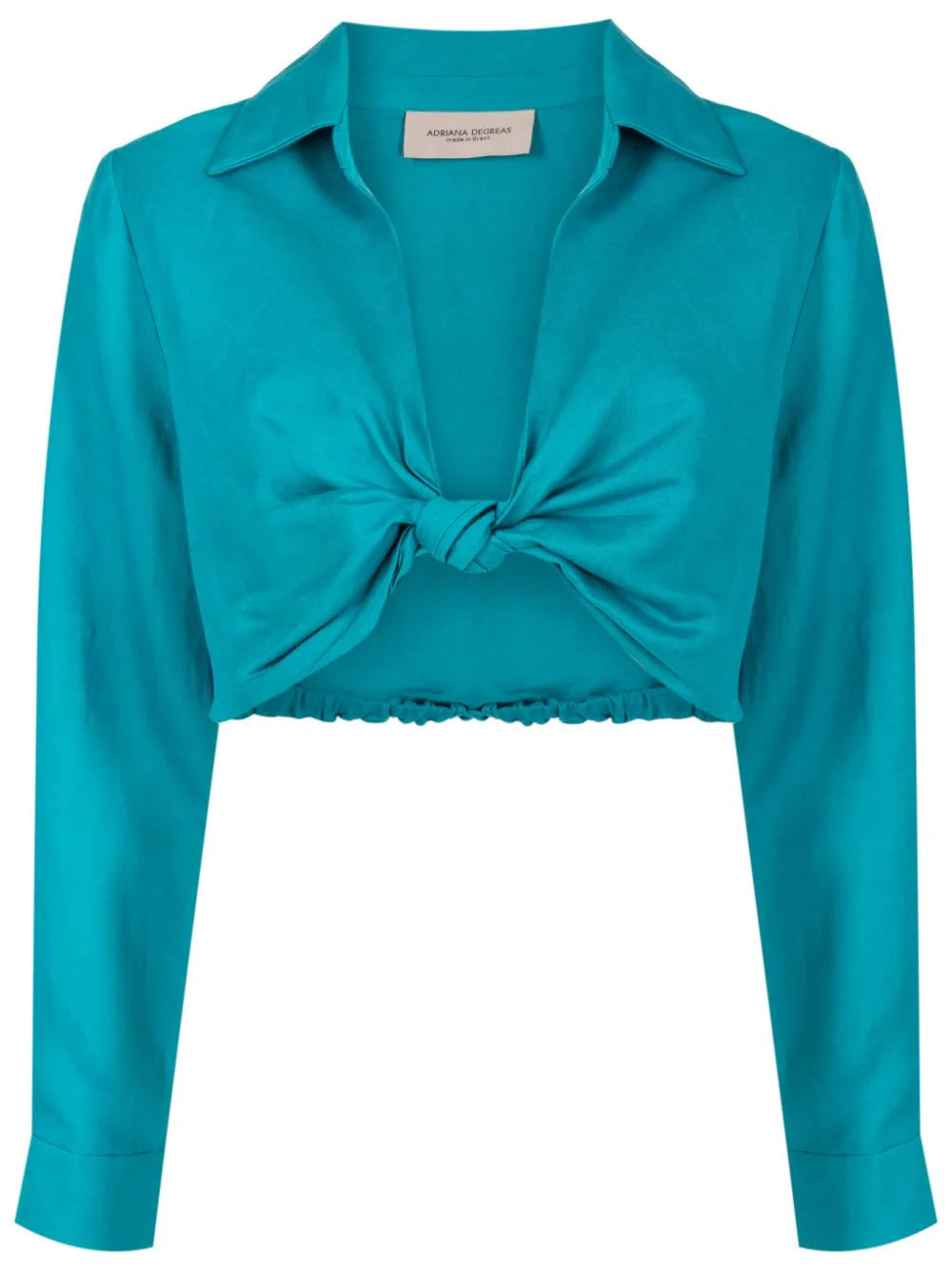 Vintage Orchid Solid Cropped Knot Shirt Turquoise Product