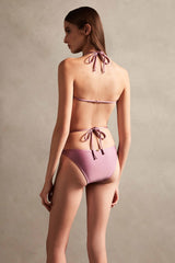 Vintage Orchid Solid High-Waisted Cut-Out Bikini Purple Back