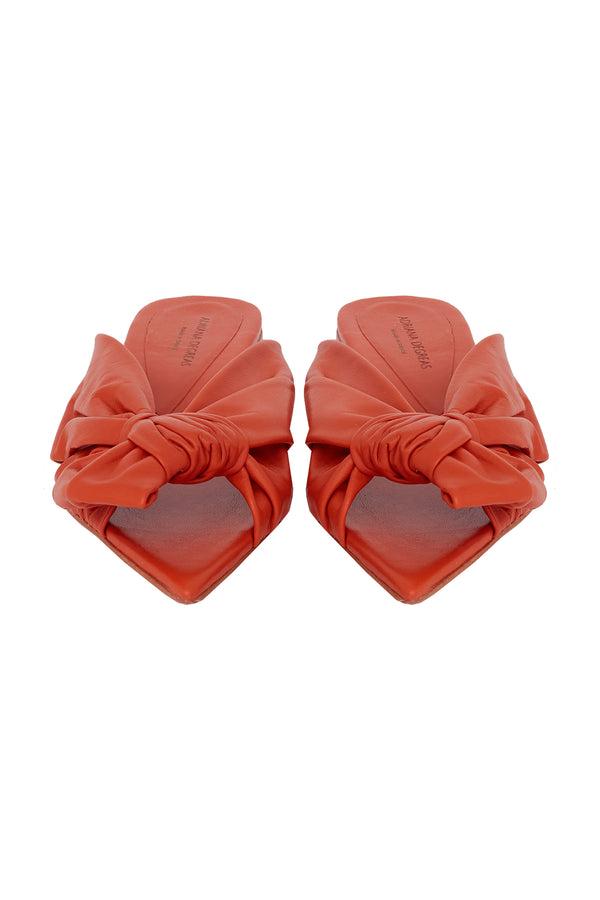 Orange Flat Sandals With Knot Detail