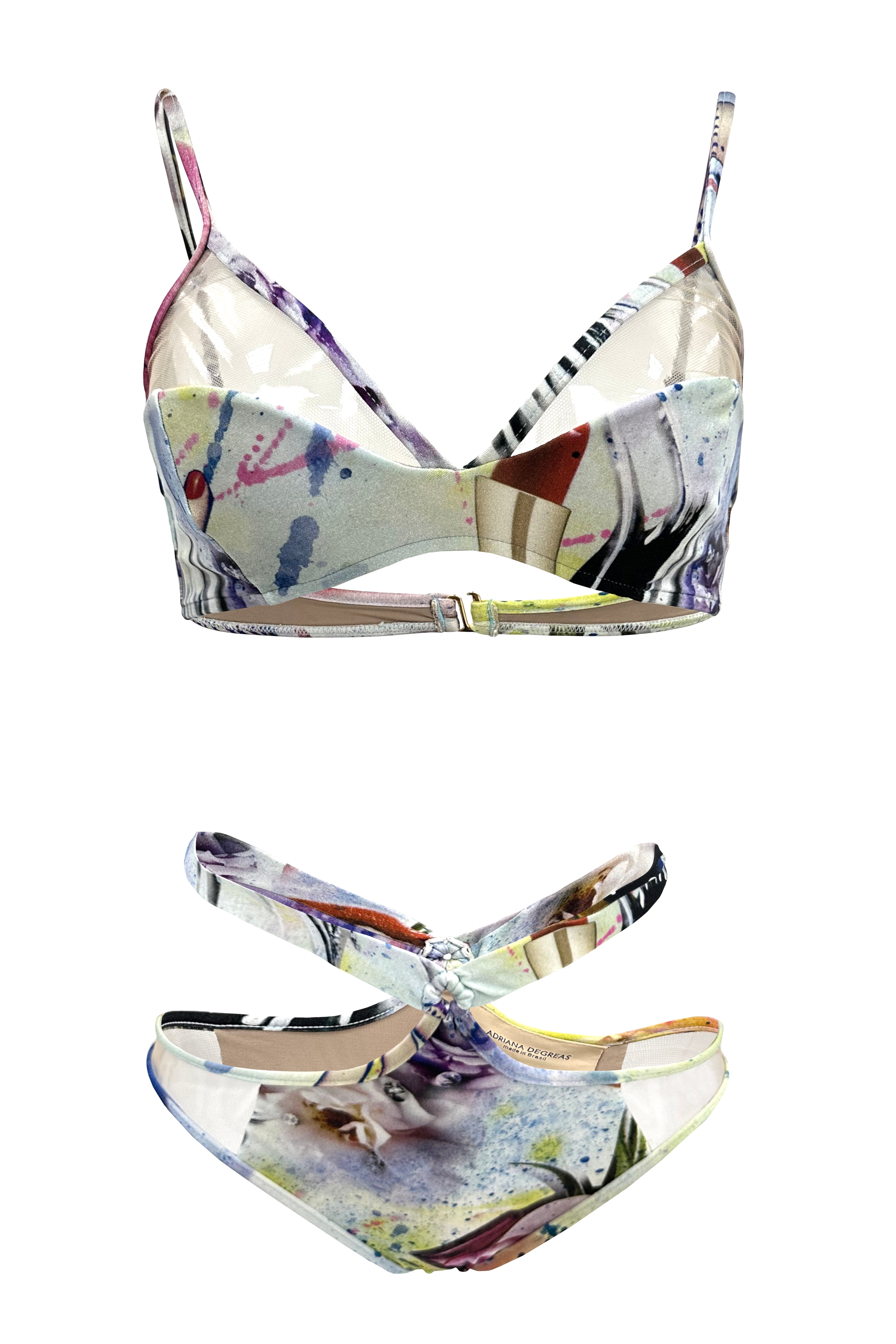 Artsy Eye Mouth Print Tulle Detail Bikini Product