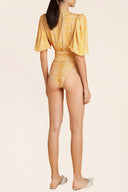 Tortoise V-Neck Bodysuit With Belt