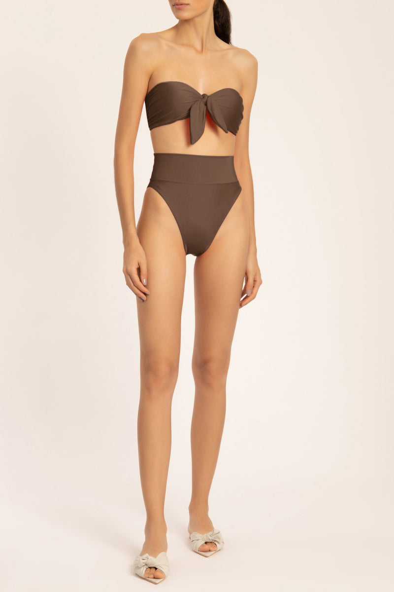 Solid High-leg Strapless Bikini With Knot