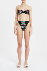 Twisted Flower High-leg Strapless Bikini