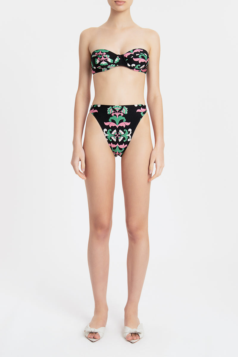 Twisted Flower High-leg Strapless Bikini