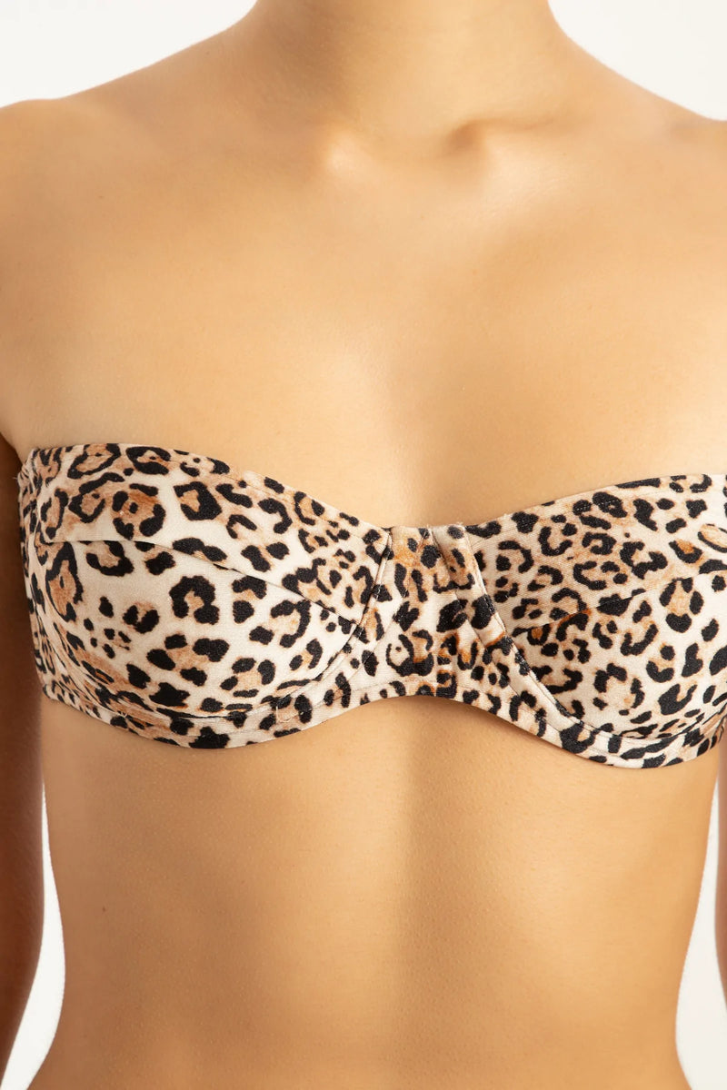 Leopard High-Leg Strapless Bikini