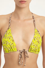 Hemp Leopard Print Detail Long Triangle Bikini