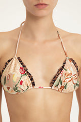Boho Floral Print Ruffle Detail Bikini