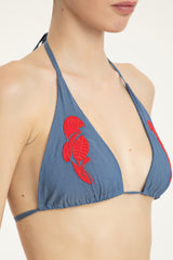 Arara Embroidery Triangle Bikini with Ties