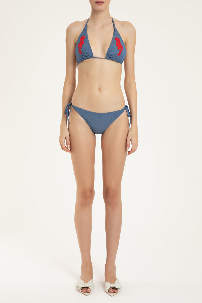 Arara Embroidery Triangle Bikini with Ties