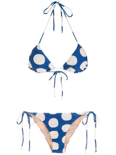 Pois Compose Triangle Bikini With Side Ties