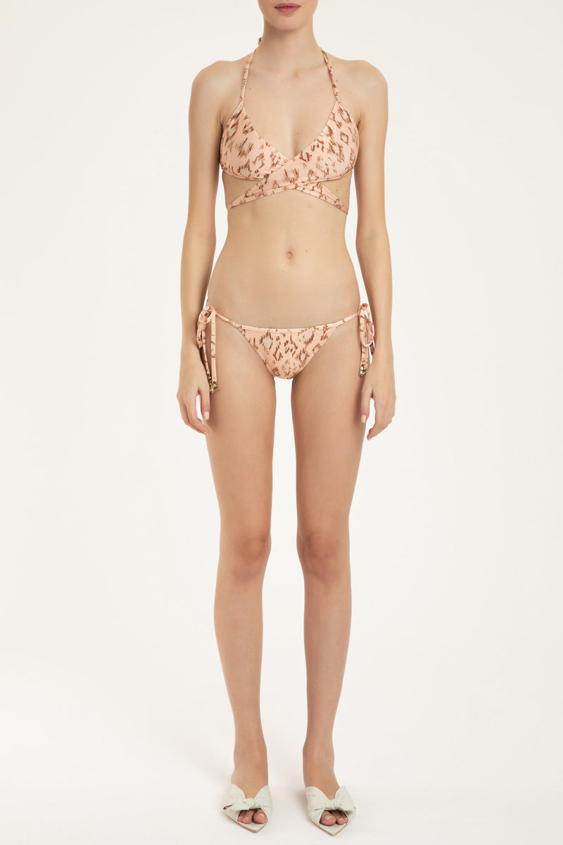 Brush Leopard Print Halterneck Bikini