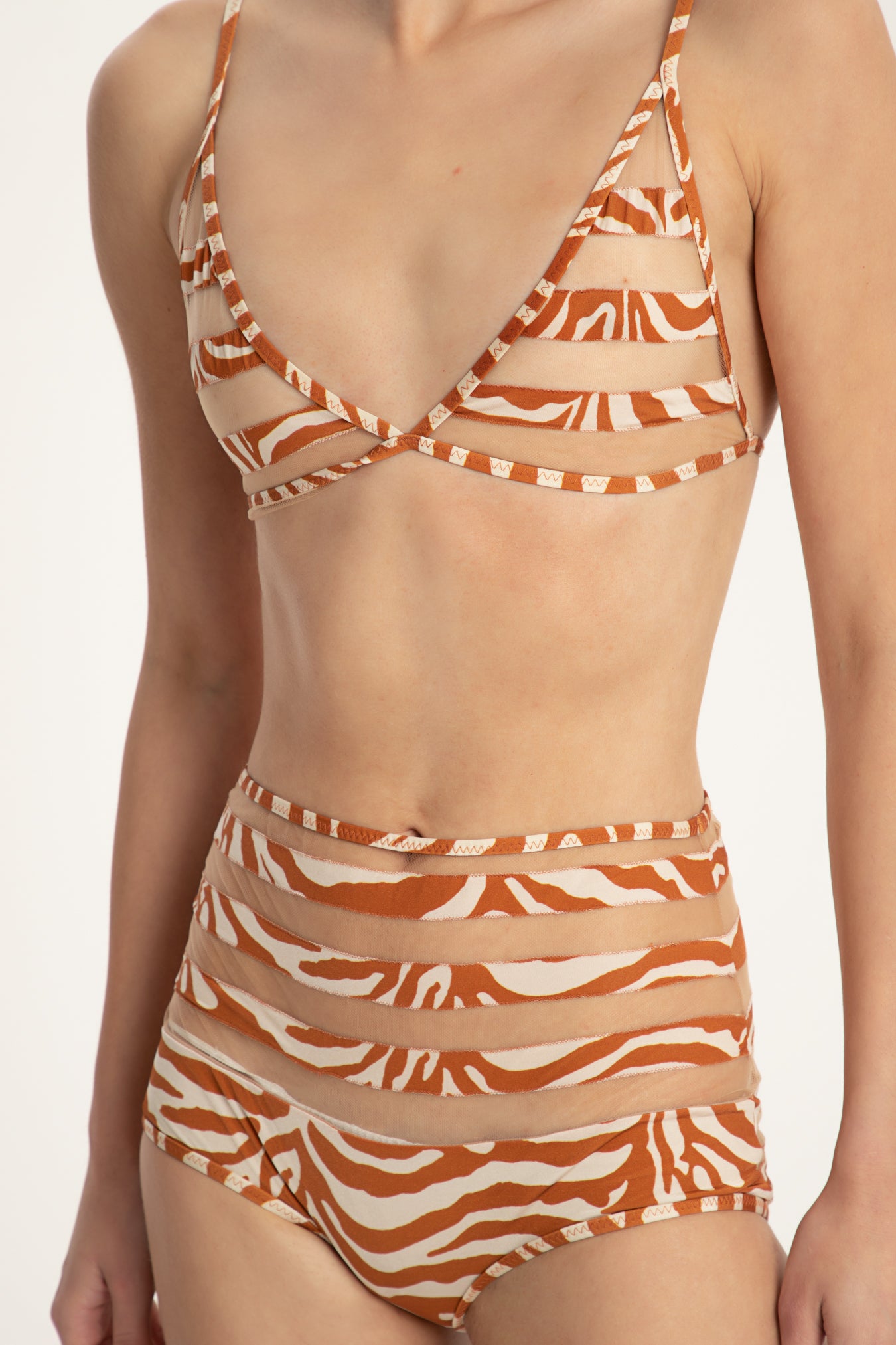 Zebra Print Tulle Detail Hot Pants