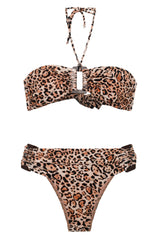 Leopard Strapless Bikini With Hoops