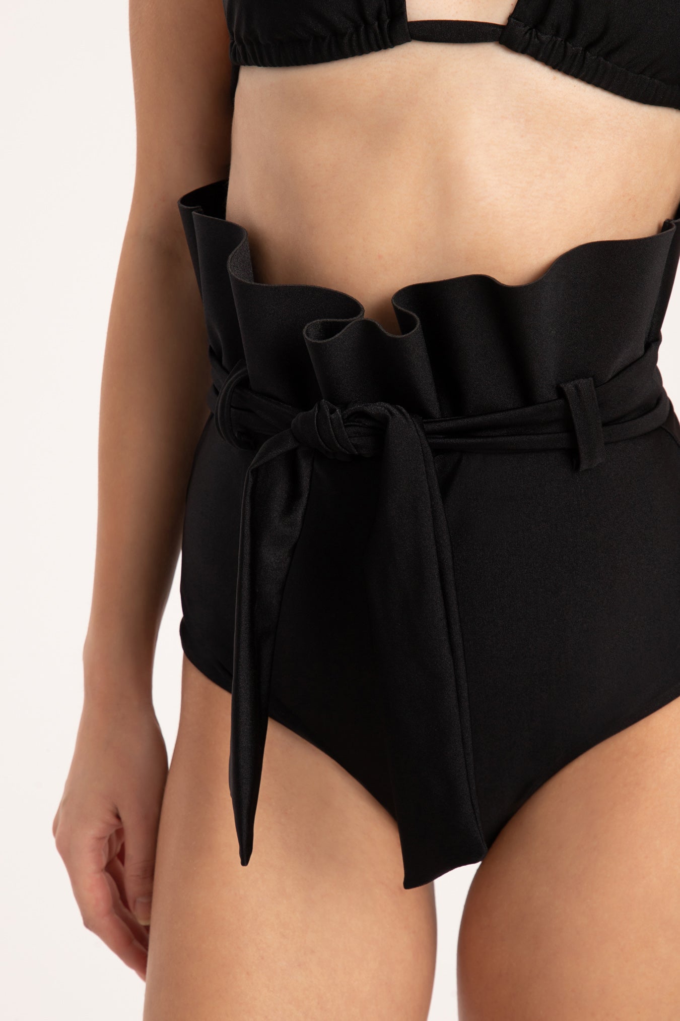 Bain Couture Clochard Black High-Waisted Bikini Bottom Detail