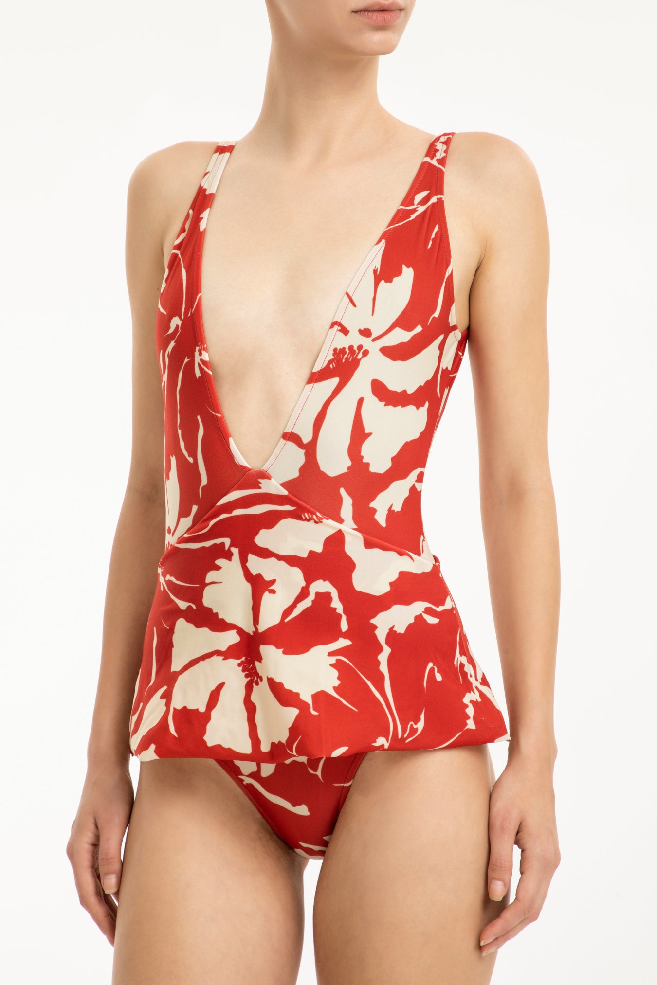 Balinese Print Red V-Neckline Body Detail